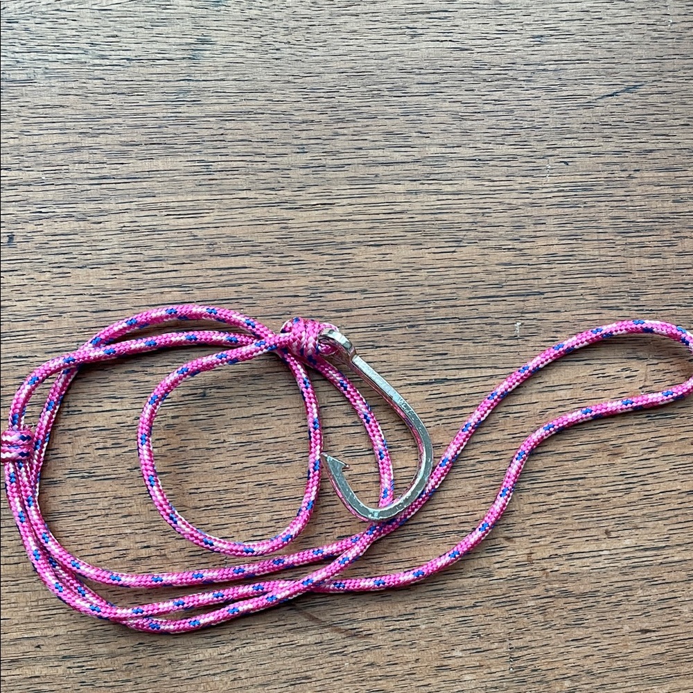 Pink and Blue Rope Necklace with Silver Hook